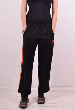 ADIDAS WOMENS VINTAGE TRACKSUIT TROUSERS W30 L26 BLACK 90S