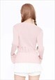 TRANSPARENT SWEATER FLARE SLEEVES SHEER KNITTED JUMPER PINK