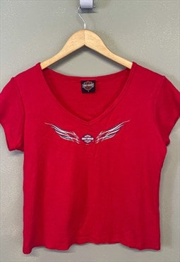 Vintage Harley Davidson Womens Top Red With Logo