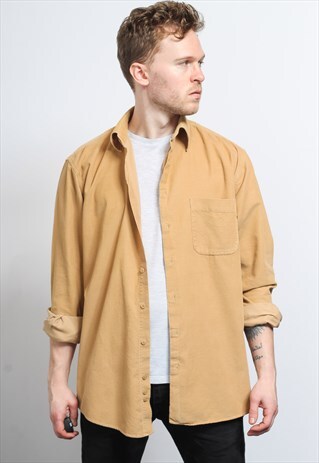 VINTAGE CORDUROY CORD SHIRT BROWN
