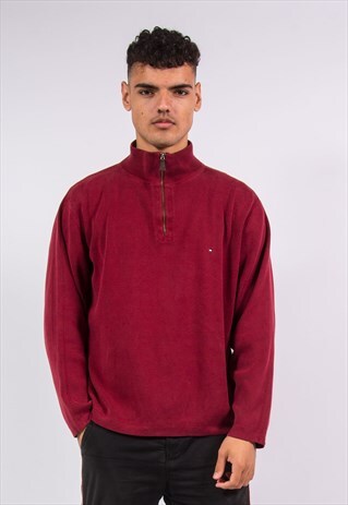TOMMY HILFIGER 1/4 ZIP JUMPER COTTON KNIT SWEATER