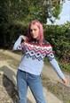 VINTAGE KNITTED ABSTRACT PATTERNED GRANDAD CHRISTMAS JUMPER
