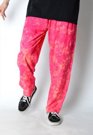 VINTAGE 80S PINK TIE DYE FESTIVAL LIGHTWEIGHT PANTS