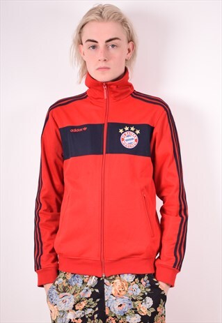 ADIDAS MENS VINTAGE FC BAYERN TRACKSUIT TOP JACKET SMALL 90S