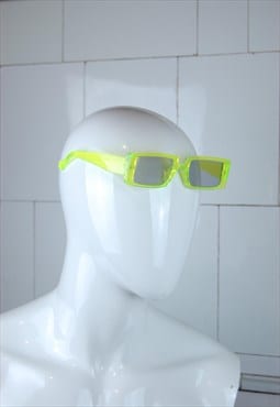 New square big festival indie rave sunglasses in neon green