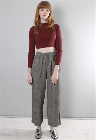 VINTAGE 80S BEIGE PATTERNED TROUSERS
