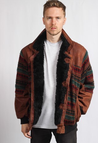 VINTAGE AZTEC FESTIVAL FLEECE LINED JACKET