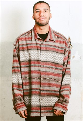 VINTAGE AZTEC PRINT WOOL SHIRT