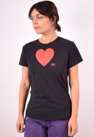 MOSCHINO WOMENS VINTAGE T-SHIRT TOP LARGE BLACK 90S
