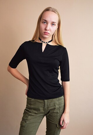 VINTAGE 90'S RETRO MINIMALIST GRUNGE TOP LYCRA BLOUSE