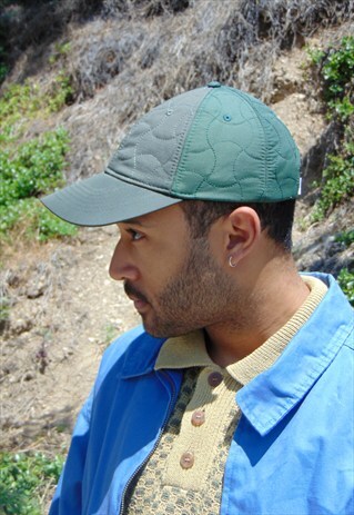 QUILTED GREEN SNAPBACK CAP