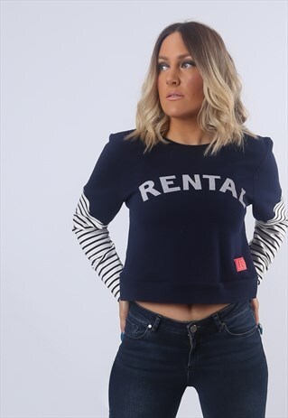 CROPPED SWEATSHIRT TOP JUMPER BICH RENTAL LOGO HYBRID (FV1E)