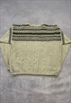 VINTAGE KNITTED JUMPER ABSTRACT PATTERNED GRANDAD SWEATER