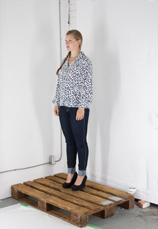 ON SALE NAVY AND WHITE POLKA DOT BLOUSE / LIGHT LONG SLEEVE