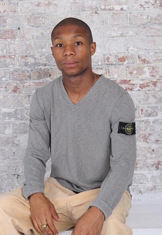 VINTAGE STONE ISLAND KNIT JUMPER GREY