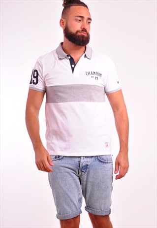 VINTAGE CHAMPION WHITE POLO T-SHIRT