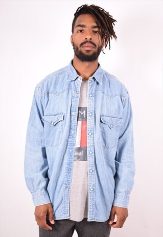 LEVI'S MENS VINTAGE DENIM SHIRT LARGE BLUE 90S