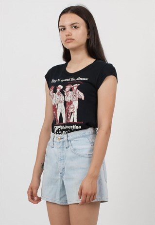 90S VINTAGE BLACK LEE CREW NECK SHORT SLEEVE T-SHIRT