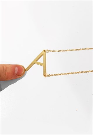 22" CUSTOMISED LETTER PENDANT NECKLACE CHAIN - GOLD