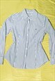 VINTAGE BENETTON SHIRT Y2K BLUE STRIPED COTTON TOP
