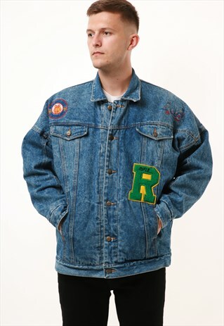 90S VINTAGE RIFLE WINTER WARM OLDSCHOOL DENIM JACKET 15620