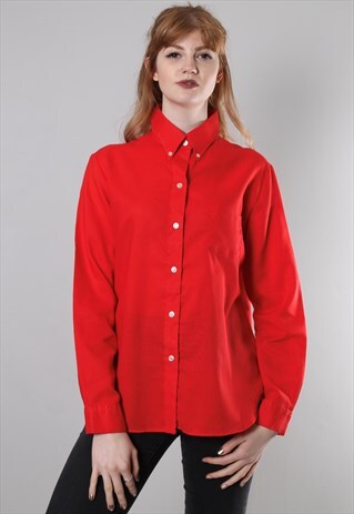 VINTAGE 80S RED BUTTON DOWN SHIRT