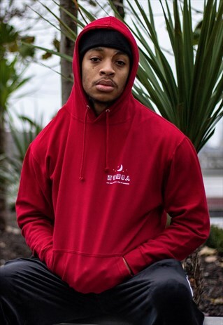 HOODIE IN RED WITH GRAPHIC PRINT FRONT AND REVERSE
