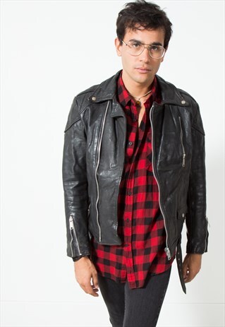 VINTAGE BIKER LEATHER JACKET / S20