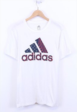 Vintage Adidas Tee White Short Sleeve With Chest Logo 