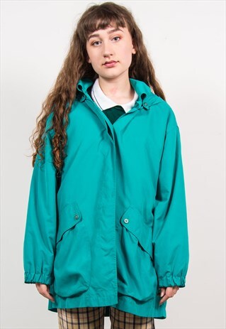 VINTAGE 90'S GREEN LIGHT CASUAL RAIN COAT JACKET