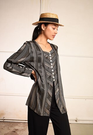 90'S RETRO STRIPED OVERSIZED MINIMALIST PARIS CHIC SHIRT TOP