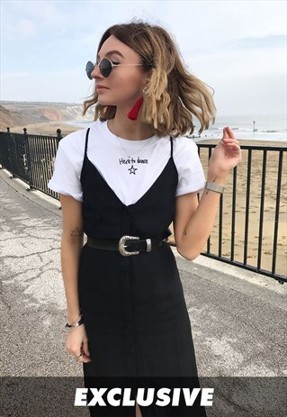 EXCLUSIVE T-SHIRT IN WHITE WITH SLOGAN DANCE EMBROIDERY