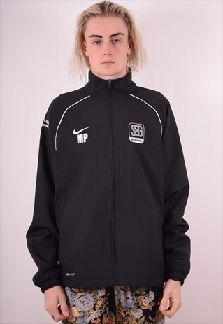NIKE MENS VINTAGE TRACKSUIT TOP JACKET LARGE BLACK 90S