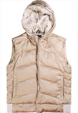 Vintage  The North Face Gilet 550 Hooded Puffer Beige Cream