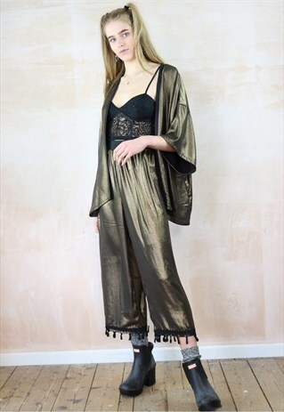 BRONZE SHIMMER TASSEL KIMONO CO-ORDINATE