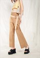 VINTAGE FLARE TROUSERS 90S HIGH RISE STRETCHY PANTS IN BROWN