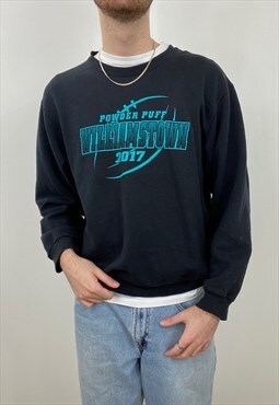Vintage black printed American college sports sweatshirt