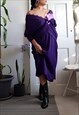 VINTAGE 80S PURPLE SKIRT SUIT WITH RHINESTONE BUTTONS