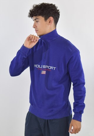 VINTAGE 90S BLUE RALPH LAUREN ZIP UP SWEATSHIRT
