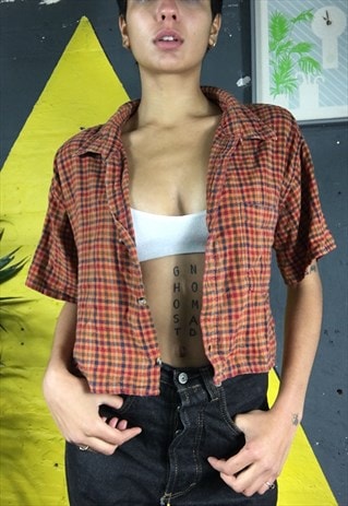 CROPPED PLAID BLOUSE