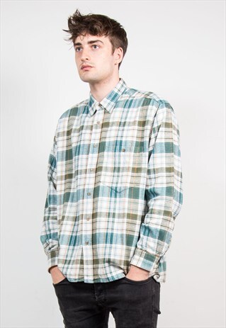 VINTAGE 90'S GREEN CHECK FLANNEL SHIRT