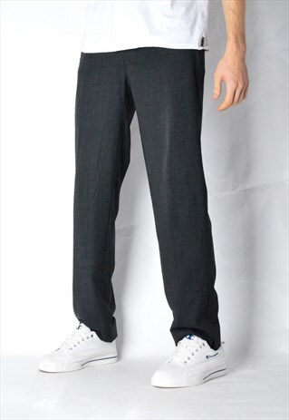 VINTAGE 90S UNISEX DARK GREY WOOL PANTS