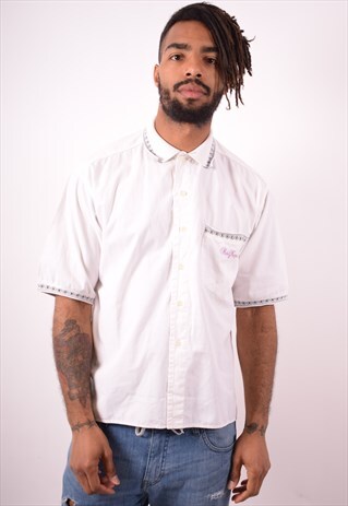 KAPPA MENS VINTAGE SHIRT SMALL WHITE 90S