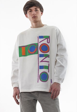 VINTAGE TORONTO GRAPHIC CREW NECK 90S WHITE