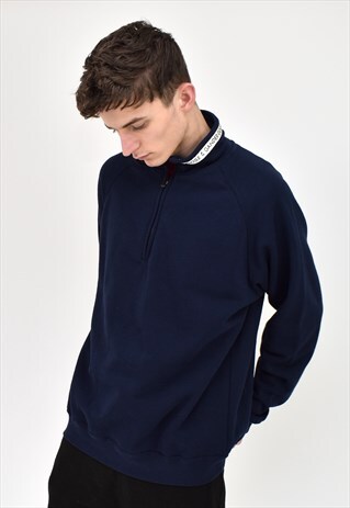 G&G UNISEX NAVY/WHITE STRIP 1/4 ZIP SWEAT
