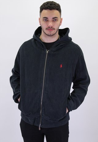 VINTAGE RALPH LAUREN HOODIE IN BLACK XL
