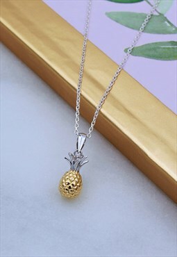 18ct Yellow Gold vermeil & Silver Pineapple Necklace
