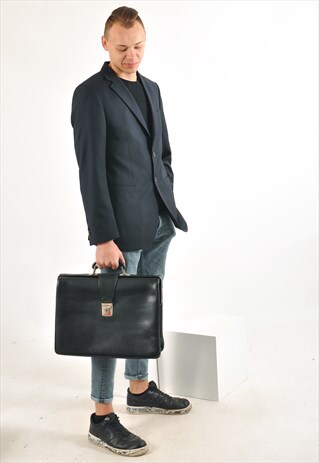 VINTAGE REAL LEATHER BRIEFCASE IN BLACK