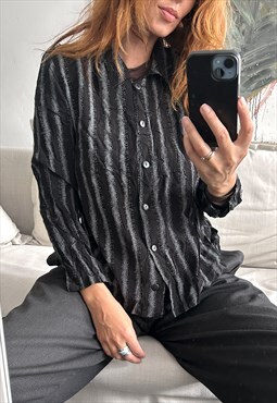Y2K Printed Buttoned Soft Goth Shirt - M - L