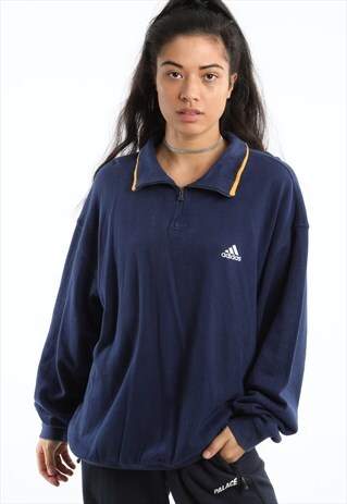 90S ADIDAS EMBROIDERED LOGO 1/4 ZIP SWEATSHIRT